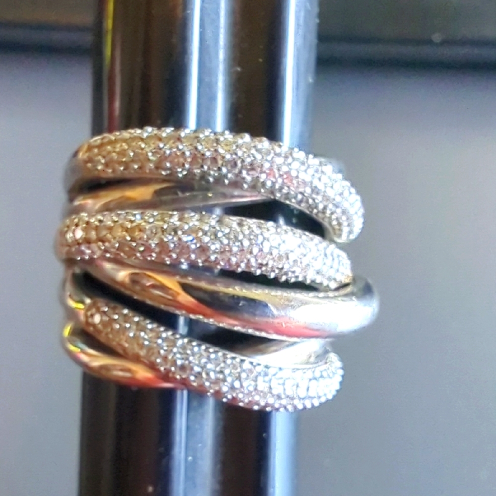 Sparkling Sterling Silver and Pave CZ Ring